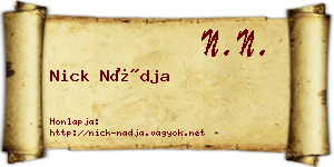 Nick Nádja névjegykártya